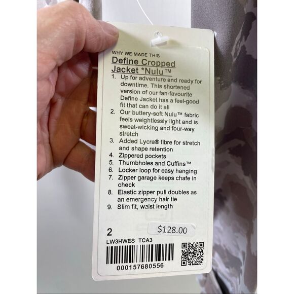 Lululemon NWT Define Cropped Jacket Nulu Thawed Camo Warm Size 2 - Picture 12 of 14